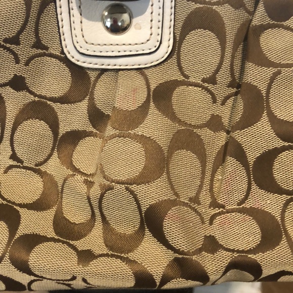 Coach signature tan and white purse - Picture 4 of 8